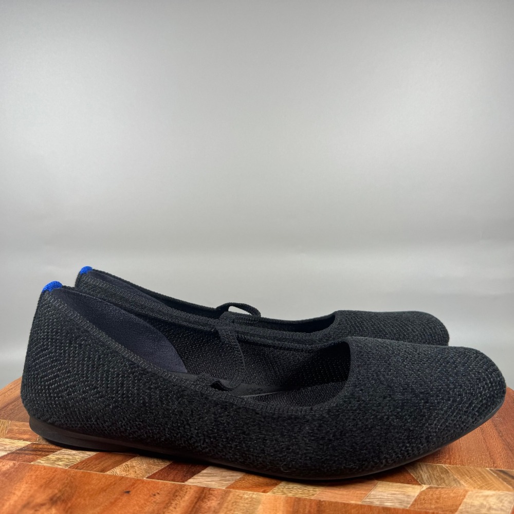 Rothys The Mary Jane Black Solid Knit Flats Shoes Womens 9.5